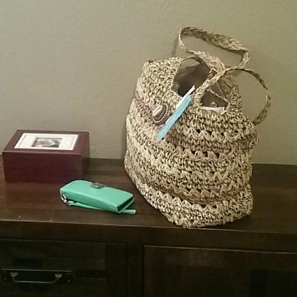 Blue Miami Straw Shoulder Bag - Picture 3 of 5